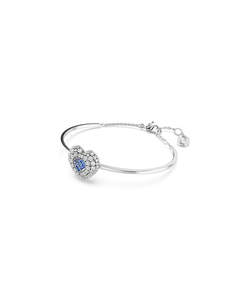 Swarovski Hyperbola Bangle, Heart, Blue, Rhodium Plated