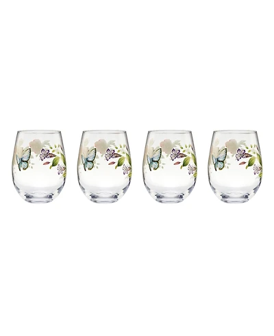 Lenox Butterfly Meadow Stemless Wine Glasses, Set of 4