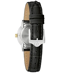Bulova Women's Diamond Accent Black Leather Strap Watch 27mm