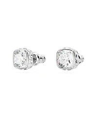 Swarovski Rhodium Plated Square Cut Color Birthstone Stud Earrings