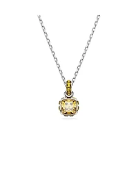 Swarovski Rhodium Plated Square Cut Color Birthstone Pendant Necklace