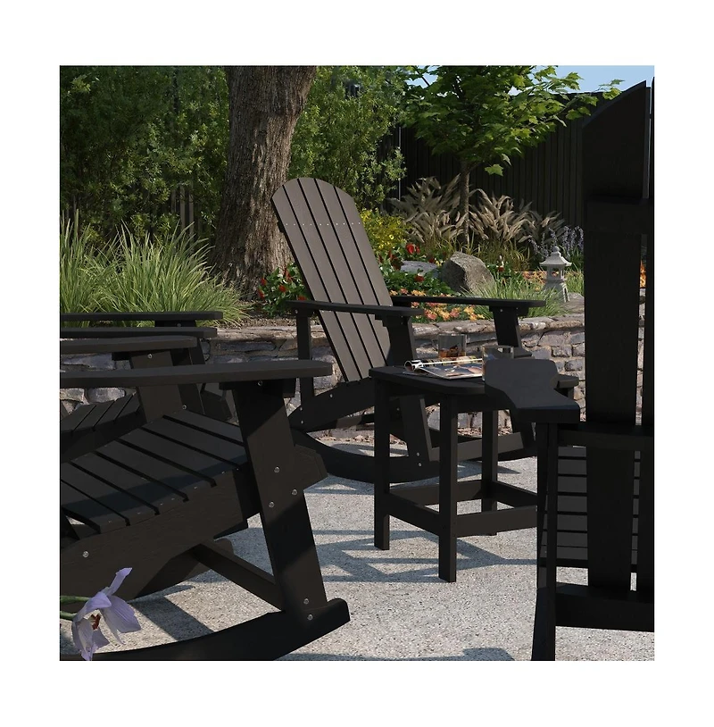 Atlantic Adirondack Patio Furniture Set Includes All-Weather Rocking Chairs And Side Table