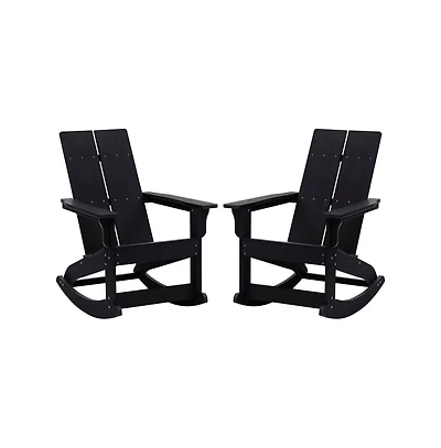 Set Of 2 Wellington Uv Treated All-Weather Polyresin Adirondack Rocking Chair For Patio, Sunroom, Deck And More