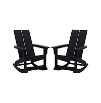 Set Of 2 Wellington Uv Treated All-Weather Polyresin Adirondack Rocking Chair For Patio, Sunroom, Deck And More