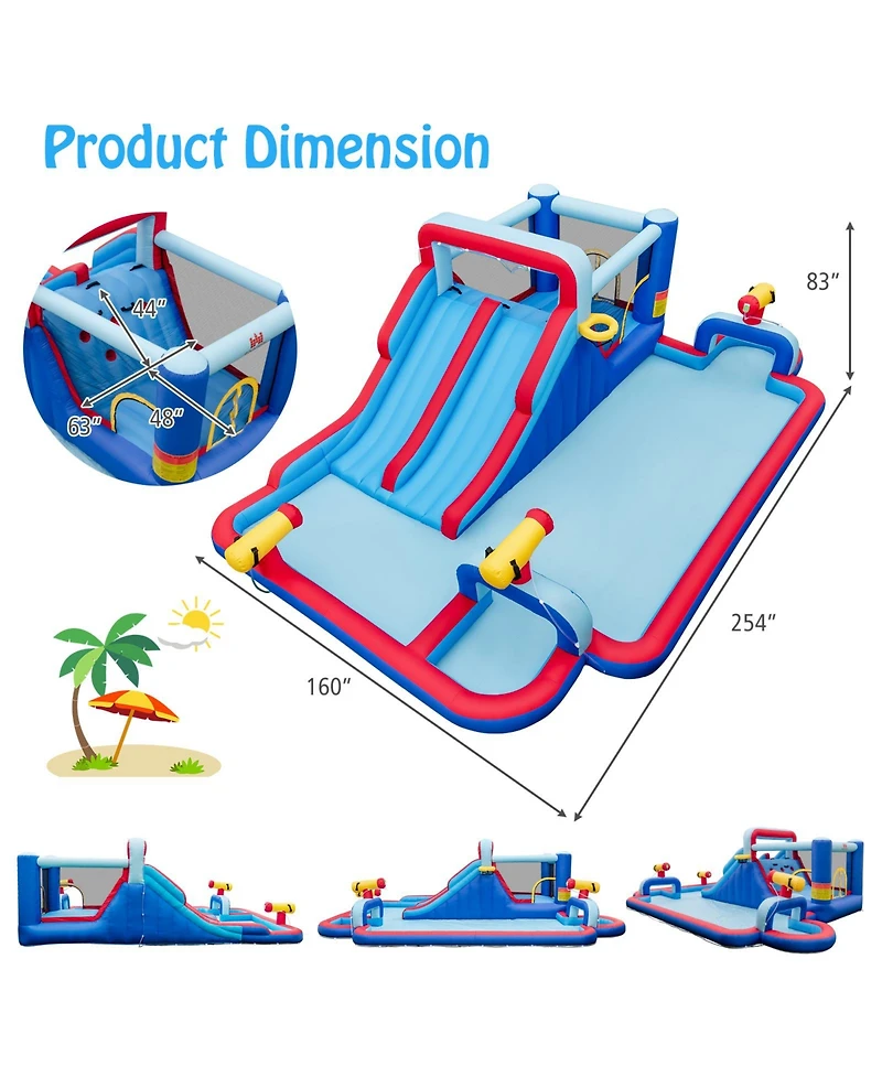 Inolait Inflatable Bounce House with 2 Water Slides and 3 Water Cannons with 950W Blower