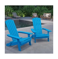 Set Of Riviera Poly Resin Folding Adirondack Lounge Chair