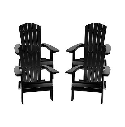 Set Of 4 Riviera Poly Resin Folding Adirondack Lounge Chair - All-Weather Indoor/Outdoor Patio