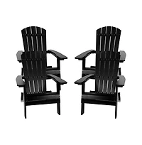 Set Of 4 Riviera Poly Resin Folding Adirondack Lounge Chair - All-Weather Indoor/Outdoor Patio