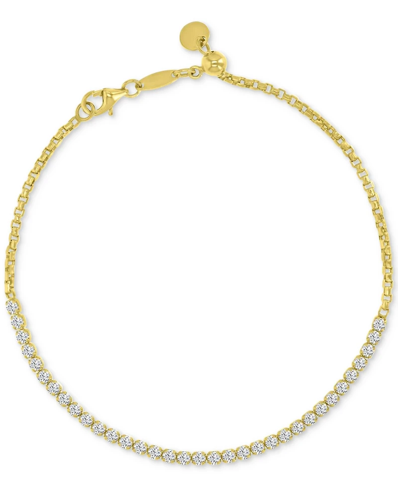 Cubic Zirconia Box Link Chain Bracelet in 10k Gold