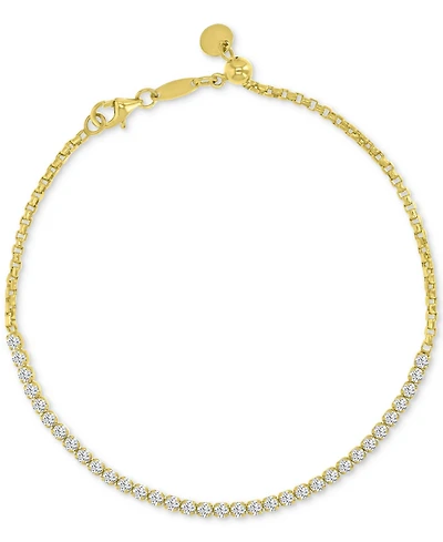 Cubic Zirconia Box Link Chain Bracelet in 10k Gold