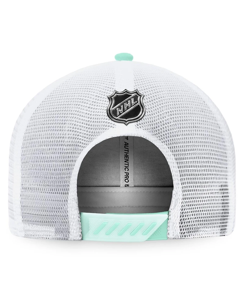 Men's Fanatics Navy, White Seattle Kraken 2022 Nhl Draft Authentic Pro On Stage Trucker Adjustable Hat