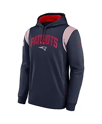 Men's Nike Navy New England Patriots Sideline Athletic Stack Performance Pullover Hoodie