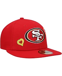 Men's New Era Scarlet San Francisco 49ers Chain Stitch Heart 59FIFTY Fitted Hat