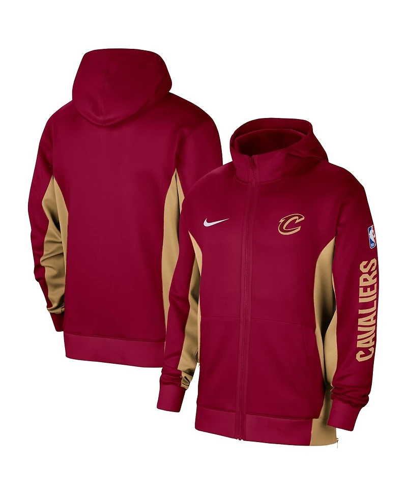 Men's Nike Wine Cleveland Cavaliers 2023/24 Authentic Showtime Full-Zip Hoodie