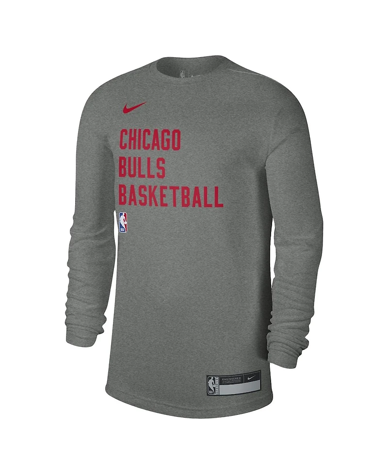 Men's and Women's Nike Heather Gray Chicago Bulls 2023/24 Legend On-Court Practice Long Sleeve T-shirt