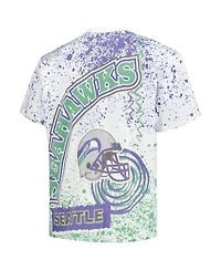 Men's Mitchell & Ness White Seattle Seahawks Big and Tall Allover Print T-shirt