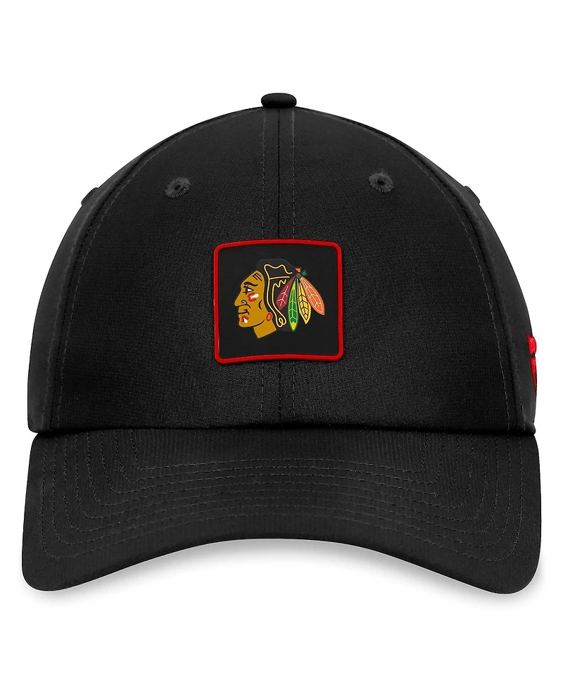 Men's Fanatics Black Chicago Blackhawks Authentic Pro Rink Adjustable Hat