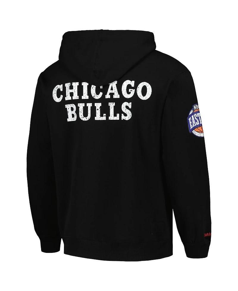 Men's Mitchell & Ness Black Distressed Chicago Bulls Hardwood Classics Og 2.0 Pullover Hoodie