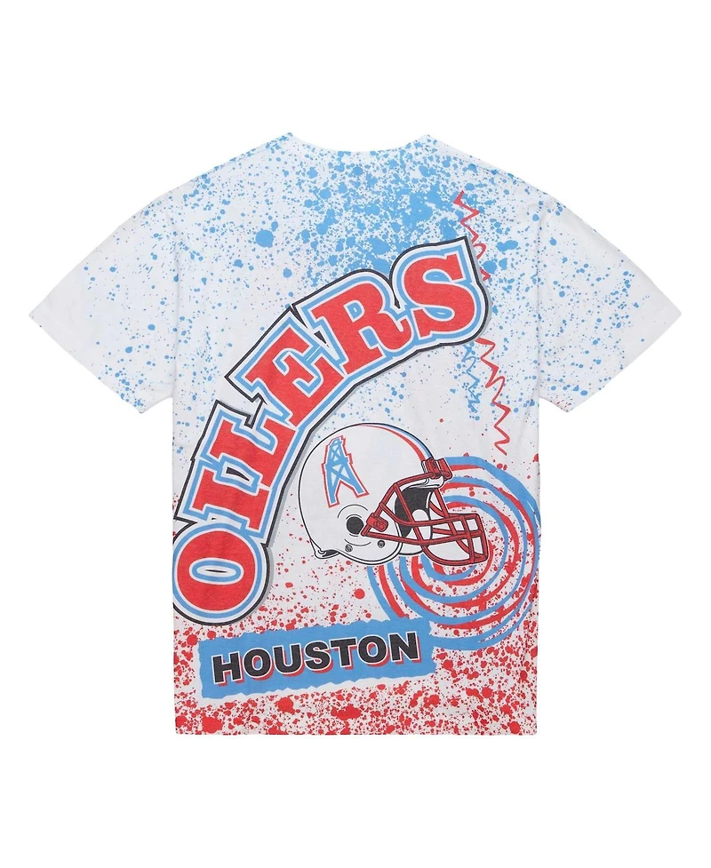 Men's Mitchell & Ness White Houston Oilers Team Burst Sublimated T-shirt