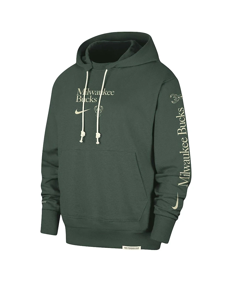 Men's Nike Hunter Green Milwaukee Bucks Authentic Performance Pullover Hoodie