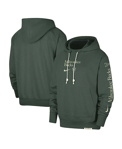 Men's Nike Hunter Green Milwaukee Bucks Authentic Performance Pullover Hoodie