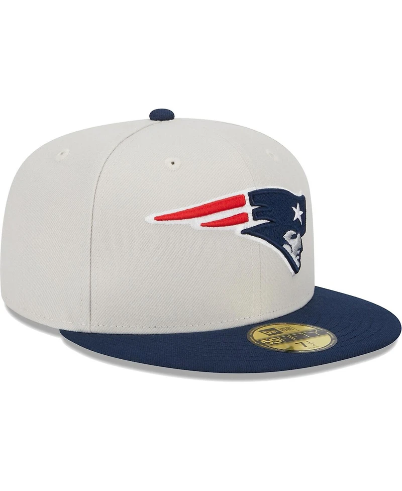 Men's New Era Khaki, Navy England Patriots Super Bowl Champions Patch 59FIFTY Fitted Hat