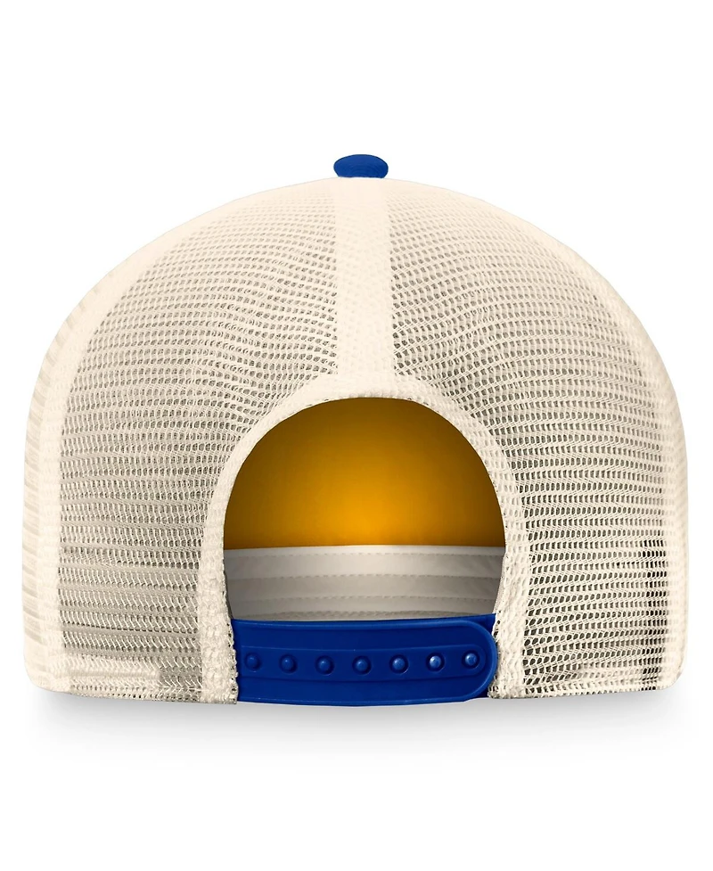 Men's Fanatics Gold, Blue Distressed St. Louis Blues Heritage Vintage-Like Trucker Adjustable Hat