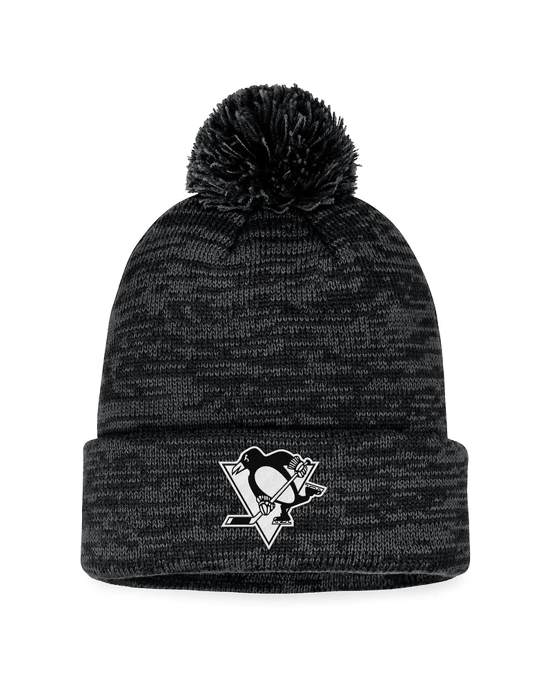 Men's Fanatics Black Pittsburgh Penguins Fundamental Cuffed Knit Hat with Pom