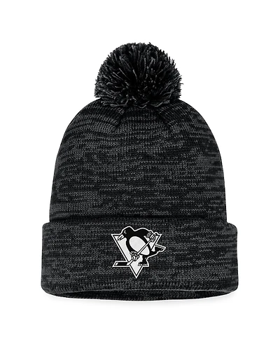 Men's Fanatics Black Pittsburgh Penguins Fundamental Cuffed Knit Hat with Pom
