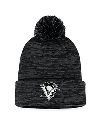 Men's Fanatics Black Pittsburgh Penguins Fundamental Cuffed Knit Hat with Pom