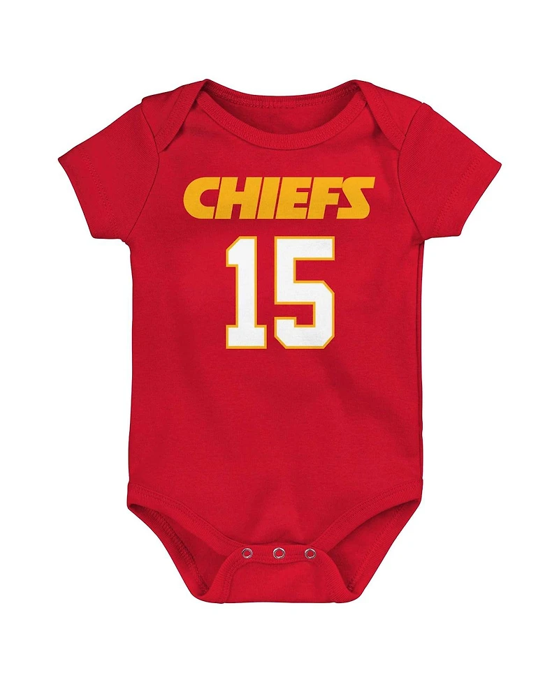 Baby Boys and Girls Patrick Mahomes Red Kansas City Chiefs Mainliner Player Name and Number Bodysuit