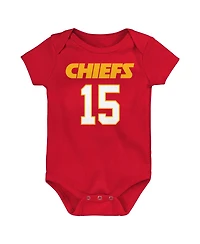 Baby Boys and Girls Patrick Mahomes Red Kansas City Chiefs Mainliner Player Name and Number Bodysuit