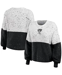 Women's Wear by Erin Andrews White, Black Brooklyn Nets Color-Block Pullover Sweater