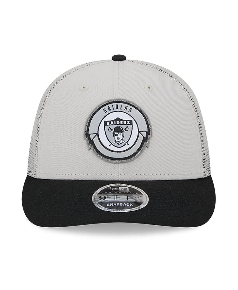 Men's New Era Cream, Black Las Vegas Raiders 2023 Sideline Historic Low Profile 9FIFTY Snapback Hat