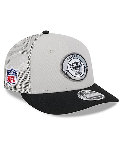Men's New Era Cream, Black Las Vegas Raiders 2023 Sideline Historic Low Profile 9FIFTY Snapback Hat