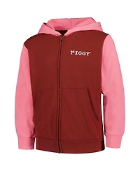 Big Boys Mad Engine Maroon Piggy Hoodie Full-Zip Sweatshirt