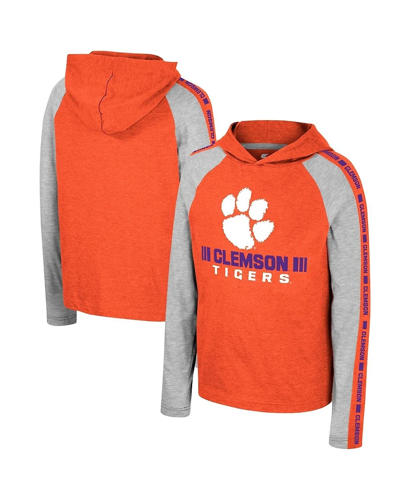 Big Boys Colosseum Orange Clemson Tigers Ned Raglan Long Sleeve Hooded T-shirt