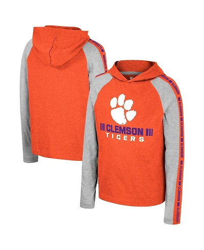 Big Boys Colosseum Orange Clemson Tigers Ned Raglan Long Sleeve Hooded T-shirt