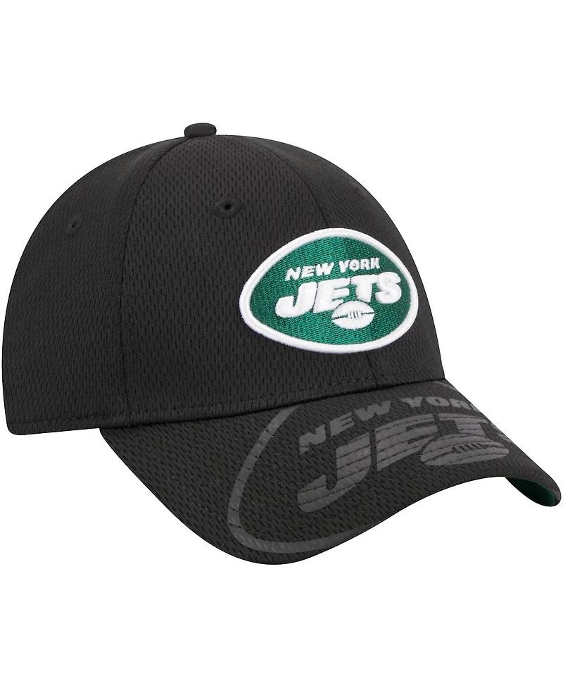 Men's New Era Black New York Jets Top Visor 9FORTY Adjustable Hat