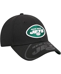 Men's New Era Black New York Jets Top Visor 9FORTY Adjustable Hat