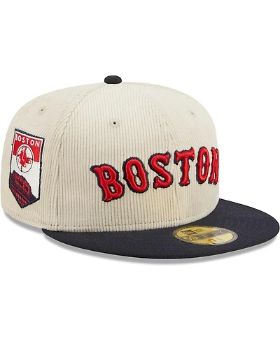 Men's New Era White Boston Red Sox Corduroy Classic 59FIFTY Fitted Hat