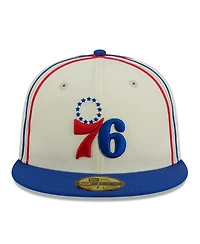 Men's New Era Cream, Royal Philadelphia 76ers Piping 2-Tone 59FIFTY Fitted Hat