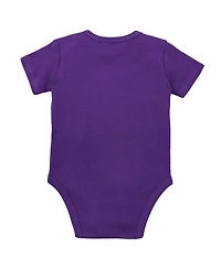 Baby Boys and Girls Mitchell & Ness Purple, Gold Lsu Tigers 3-Pack Bodysuit, Bib Bootie Set