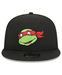 Men's New Era Black Teenage Mutant Ninja Turtles Happy Raphael Trucker 9FIFTY Snapback Hat