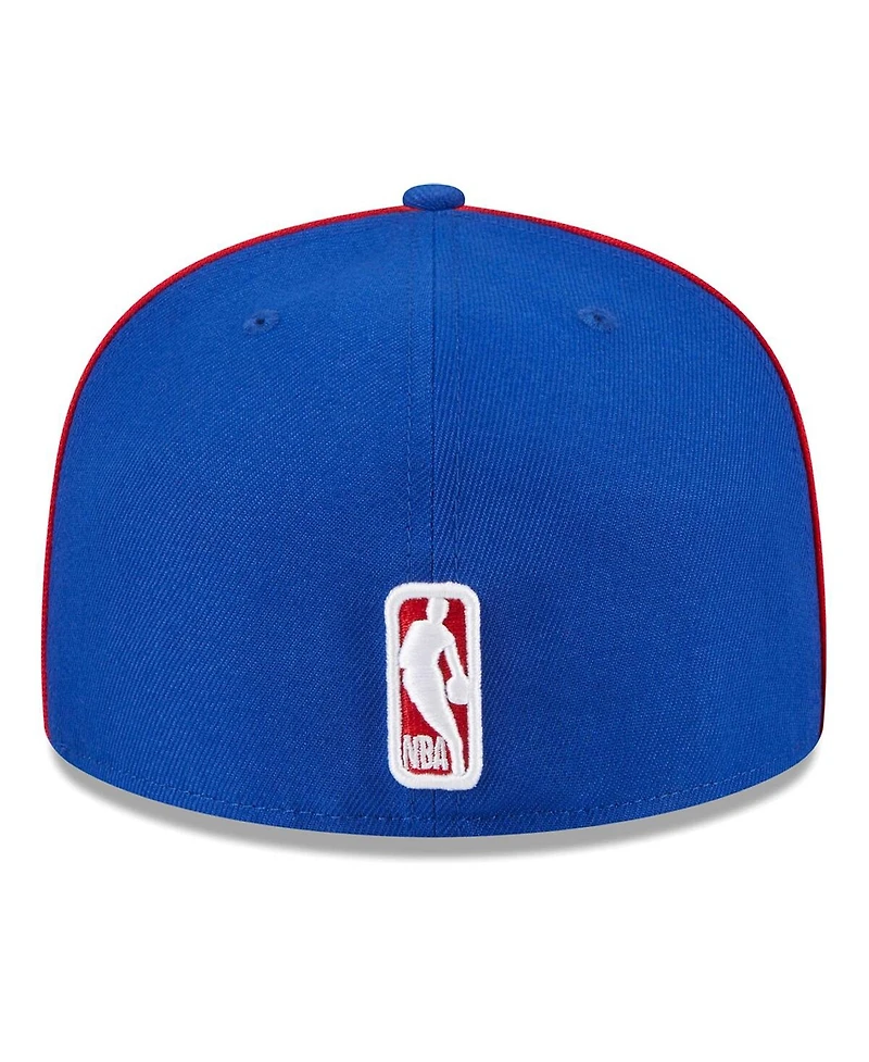 Men's New Era Royal Philadelphia 76ers Piped and Flocked 59Fifty Fitted Hat