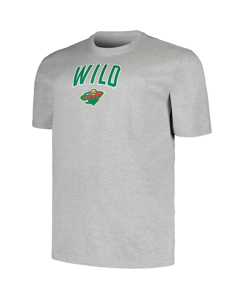 Men's Profile Heather Gray Minnesota Wild Big and Tall Arch Over Logo T-shirt