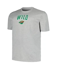 Men's Profile Heather Gray Minnesota Wild Big and Tall Arch Over Logo T-shirt