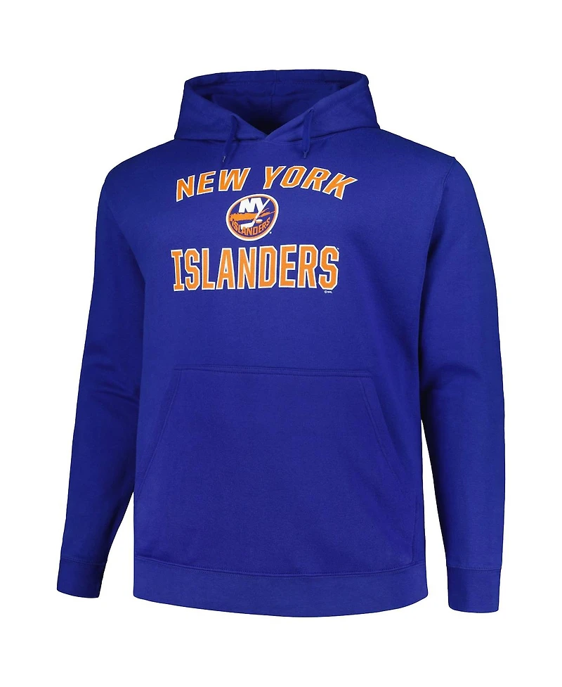 Men's Profile Royal New York Islanders Big and Tall Arch Over Logo Pullover Hoodie