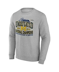 Men's Fanatics Steel Michigan Wolverines College Football Playoff 2023 National Champions Hometown Crewneck Pullover Sweatshirt