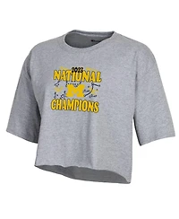 Women's Champion Gray Michigan Wolverines College Football Playoff 2023 National Champions Boyfriend Crop T-shirt